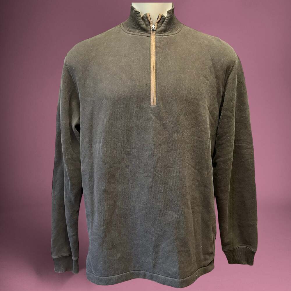 Woolrich Men’s Medium Plaid Quarter Zip Elbow Pads Sweater Grandpa Hunting Fish!